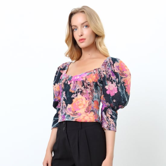 Topstijl 80's met bloemenprint en gezwollen mouwen - Image 2
