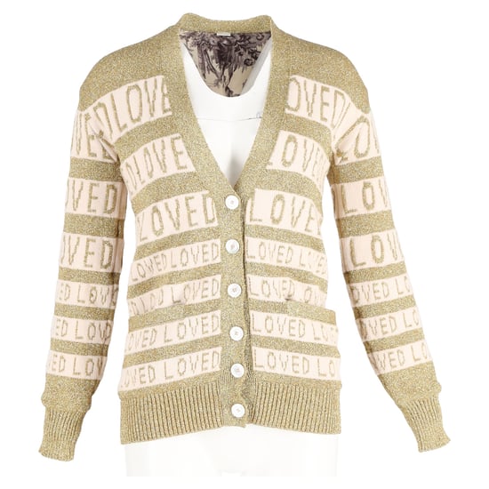 Gucci Loved Oversized Lurex Cardigan in Gouden Wol - Image 4
