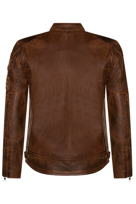 Leather racing biker motorcycle jacket with zipper