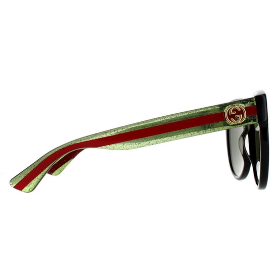 Gucci Cat Eye Womens Black With Green and Red Glitter Green Sunglasses