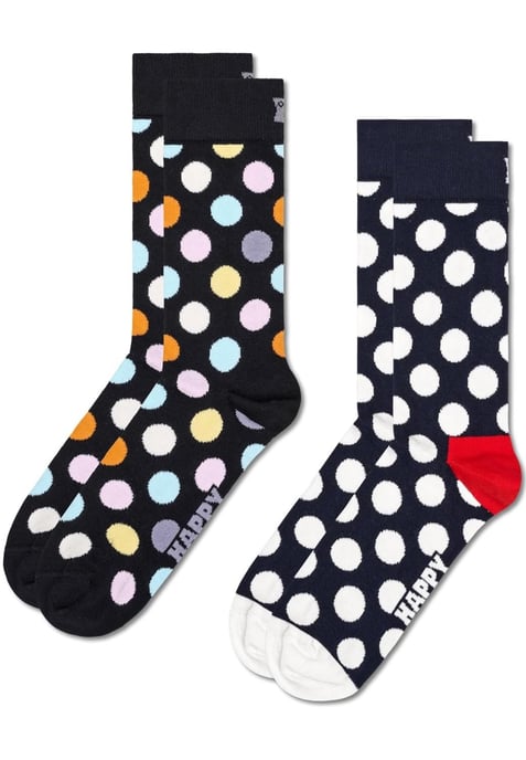 Happy Socks Unisex 2-pack klassieke Big Dot Crew-sokken - Image 1