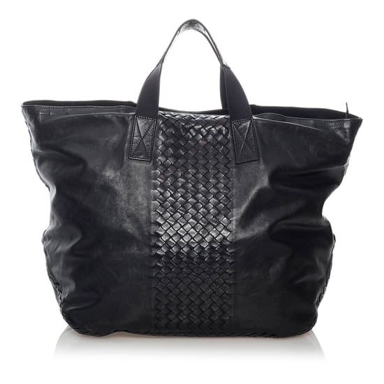 Vintage Bottega Veneta Intrecciato Leather Tote Bag Black