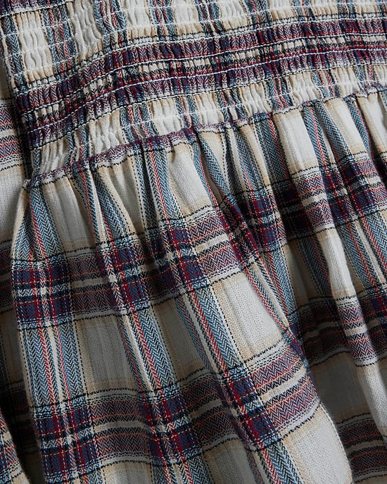 River Island Womens Top Red Shirred Checked