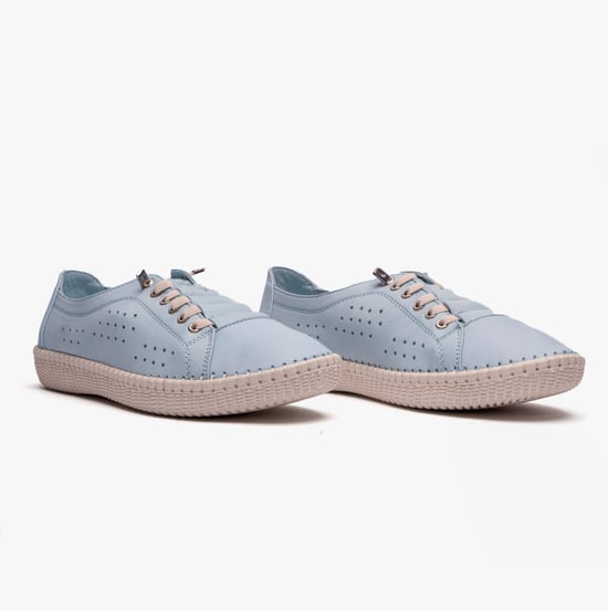 KAMARI Ladies Leather Trainers Pale Blue