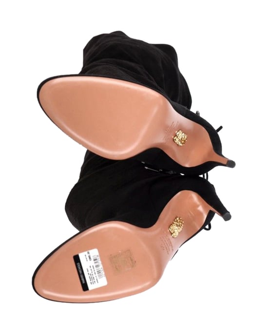 Aquazzura Giselle Over-The-Knee Laarzen in Zwart Suède - Image 3