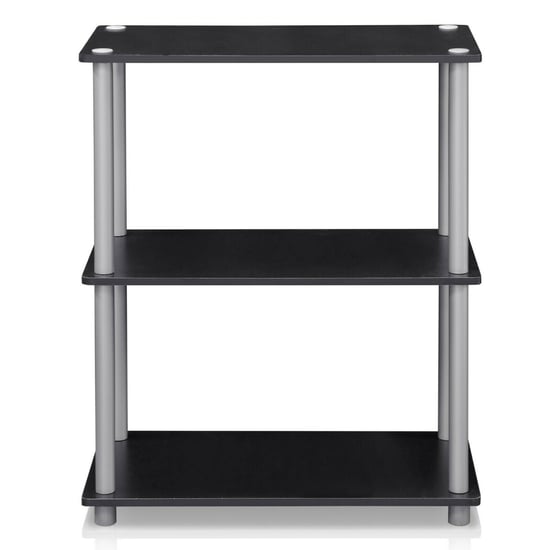 Furinno Turn-N-Tube 3-Tier Compact Multipurpose Shelf Display Rack - Black with Grey Tubes