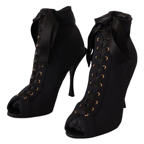 Dolce & Gabbana Vrouwen Zwart Stretch Korte Enkellaarsjes Schoenen - Image 5