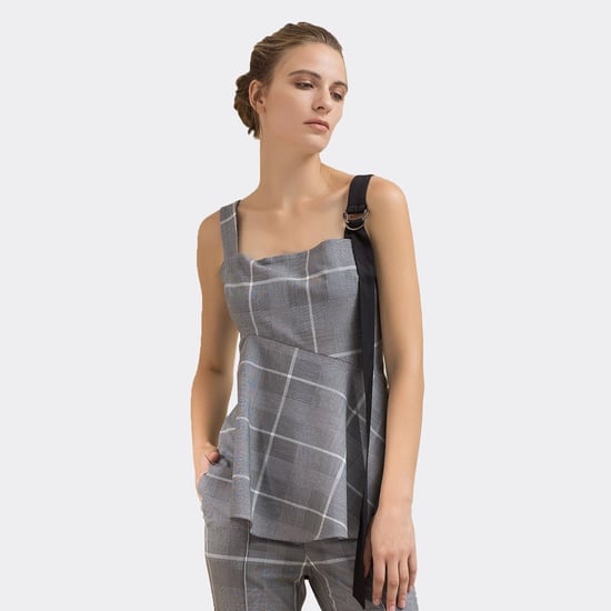 Wijd uitlopende tartan top - Image 1