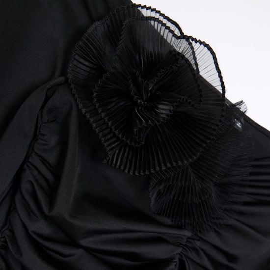 River Island Womens Bodysuit Black Ruched Corsage Detail
