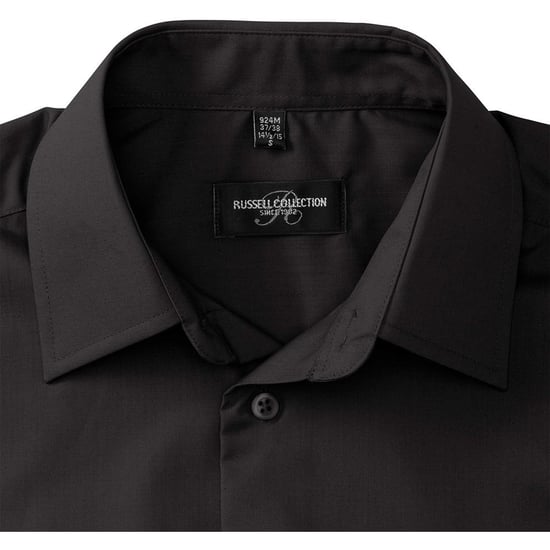 Russell Collectie Heren Lange Mouw Poly-Katoen Gemakkelijke Verzorging op maat gemaakt Poplin Shirt (Zwart) - Image 2