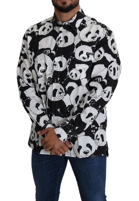 Dolce & Gabbana Heren Zwarte Panda Casual 100% Katoenen Shirt - Image 3