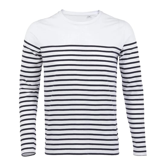 SOLS Heren Matelot Gestreept T-shirt Met Lange Mouwen (Wit/Zwaar) - Image 1
