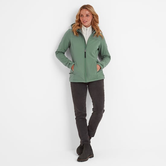 Keld Womens Softshell Hooded Jacket - Light Forest