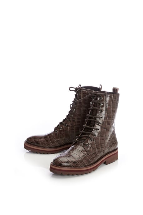 'Sh Gator' Brown Croc Lace Up Boots