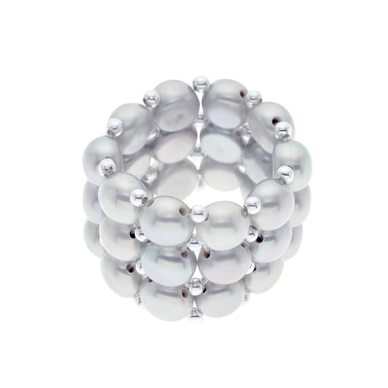 Ring 3 Rows - Hand Made - of Real Freshwater Pearls