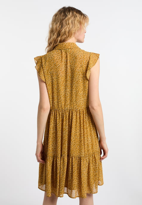 Dreimaster Blouse jurk Dames Donkergeel veelkleurig - Image 4
