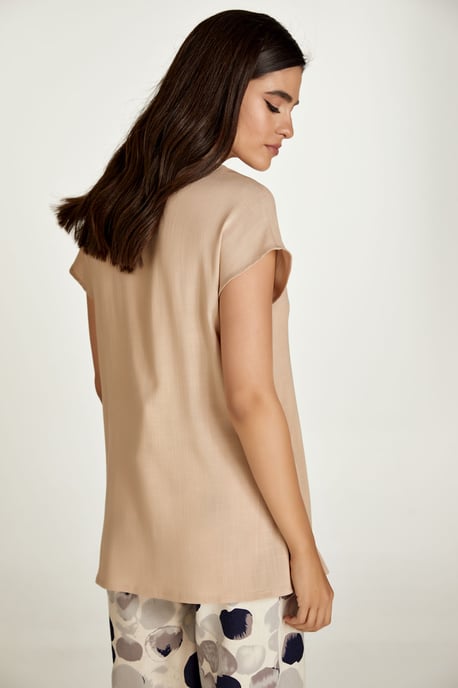 Beige Linen Style Sleeveless Top - Image 3