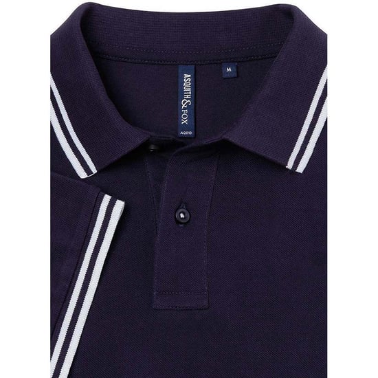 Asquith & Fox Heren Klassiek Fit getipt Poloshirt (Marine / Wit) - Image 2