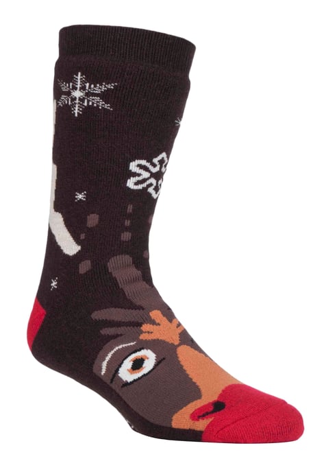 Dames kerst antislip thermo pantoffelsokken - Rudolph - Image 1