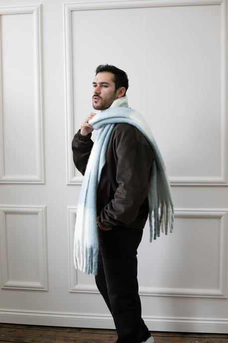 Chunky Grey and White Check Scarf