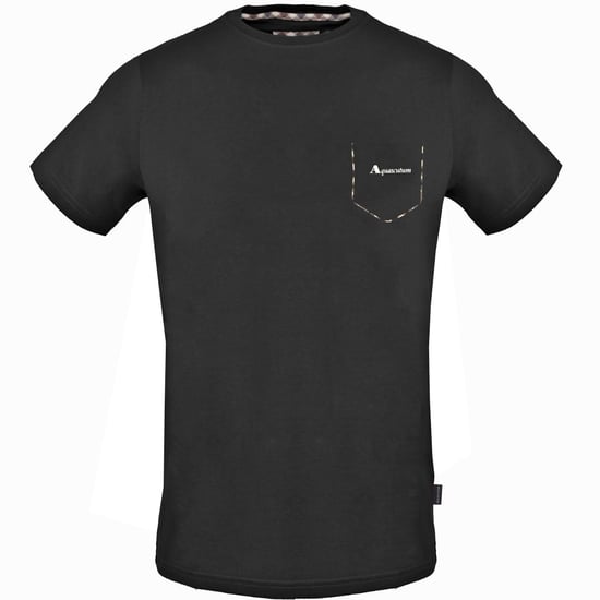 Aquascutum geruit zwart T-shirt met zakafwerking - Image 1