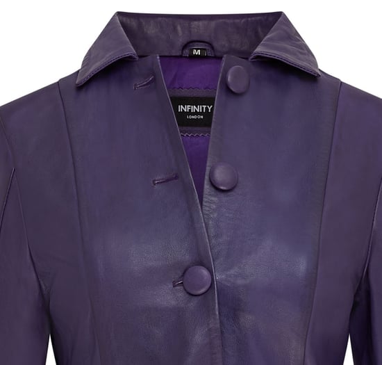 Womens Purple Gothic Full Length Victorian Leather Coat - Vantaa