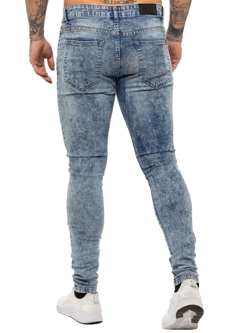 Enzo | Heren Skinny Stretch Ripped Jeans - Lichtblauw - Image 3