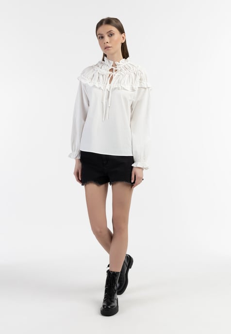 Dreimaster Blouse Dames wolwit - Image 2