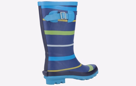Cotswold Stripe Wellington Rubberen Jongens Blauw/Groen/Gele Regenlaarzen - Image 3