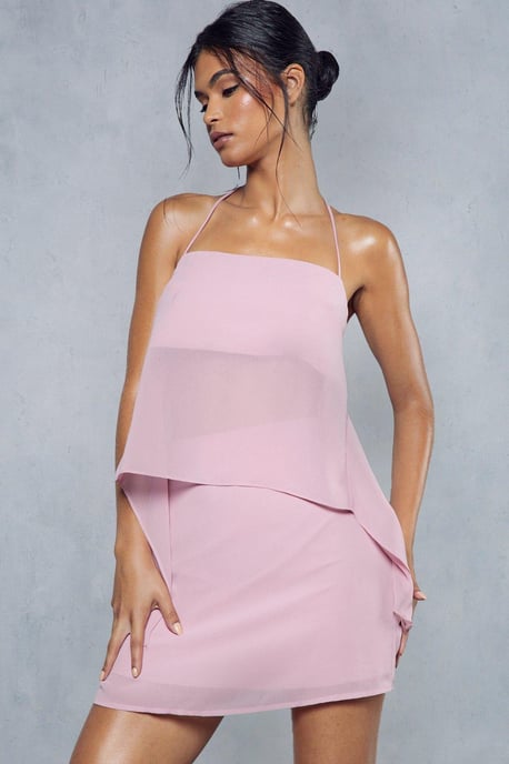 Georgette Open Tie Back Halterneck Cami & Skirt Co Ord