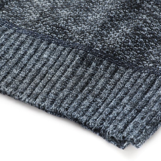 Heren Winter Transitie Cardigan met Capuchon Gevoerde Grof Gebreide Capuchon Warme Jas Blauw - Image 5