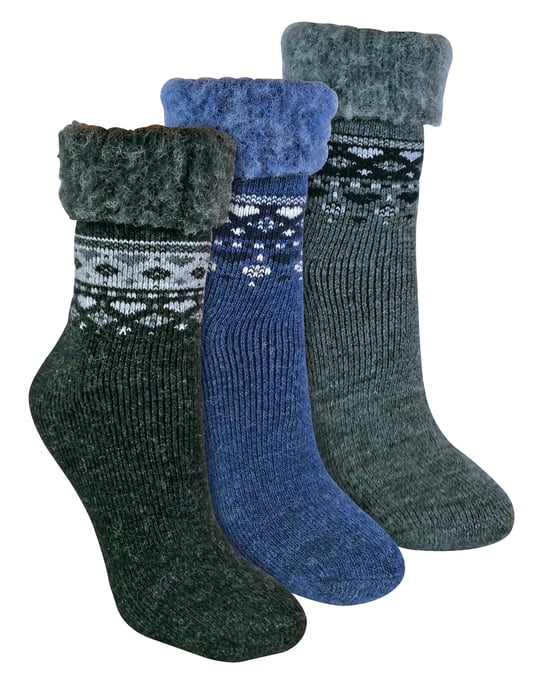 Sock Snob - 3 Paar Dames Omslag Bovenwol Bed Sokken voor Winter | Warme Sokken - Zwart / Houtskool / Denim - Image 1