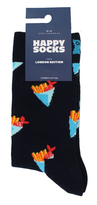 Vis en Friet Sokken | Happy Socks | Ademend Grappig Kleurrijk Katoenen Cadeausokken - Denim - Image 2