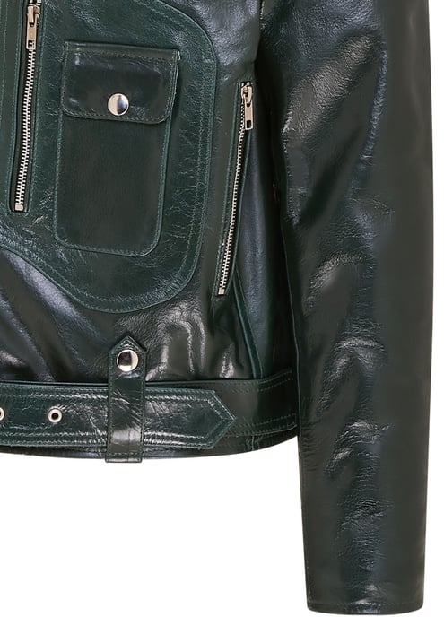 Mens Cow-Hide Leather Green Biker Brando Jacket - Pargas