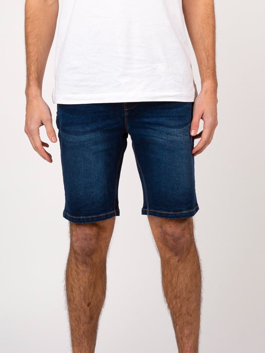 Luke 1977 Men's Short Edward Blue Wash Denim Shorts in Dark Blue