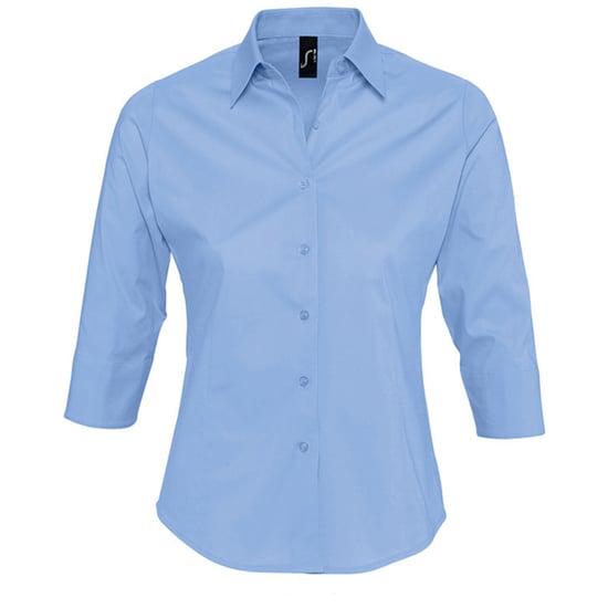 SOLS Womens/Ladies Effect 3/4 Sleeve Fitted Work Shirt (Bright Sky)