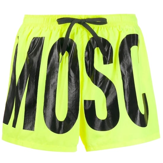 Moschino Brand Print Logo Highlighter Yellow Short Swim Shorts