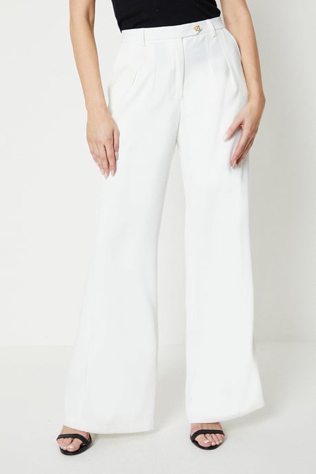 Button Detail Occasion Wide Leg Trouser