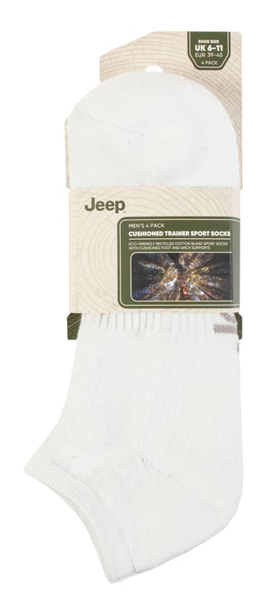Heren Gevoerde Trainingssokken | Jeep | 4-Pack Ademend Gevoerd Korte Sokken - Wit - Image 2