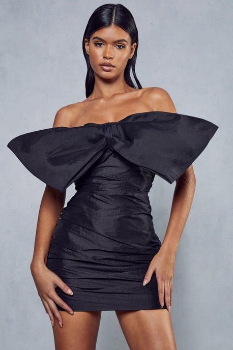 Premium Taffeta Bow Mini Dress