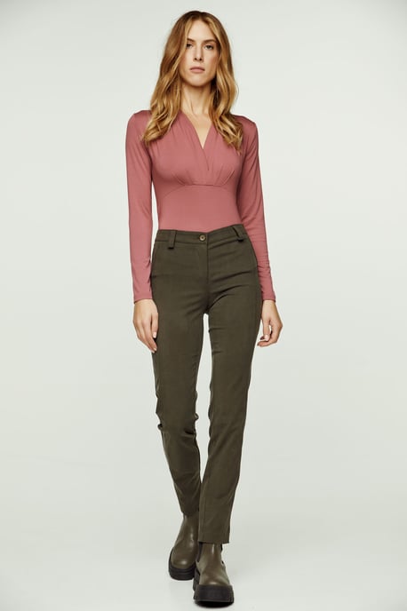 Khaki Fitted Full Length Pants