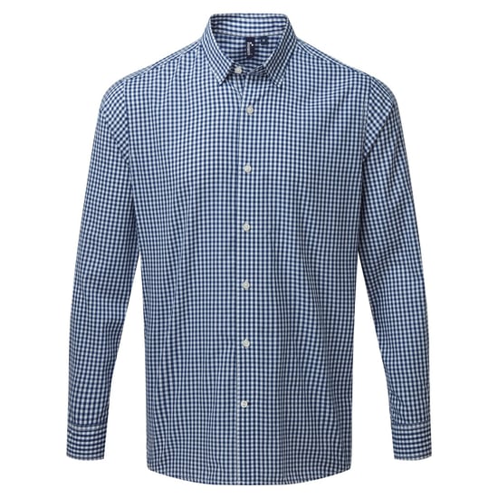 Premier Heren Maxton Check Shirt met lange mouwen (Marine / Wit) - Image 1