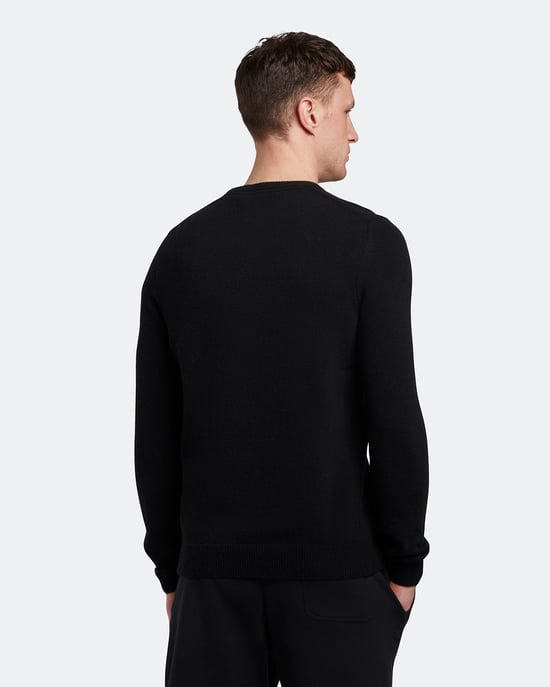 Lyle & Scott Crew Neck Lambswool Jumper in Zwart - Image 3