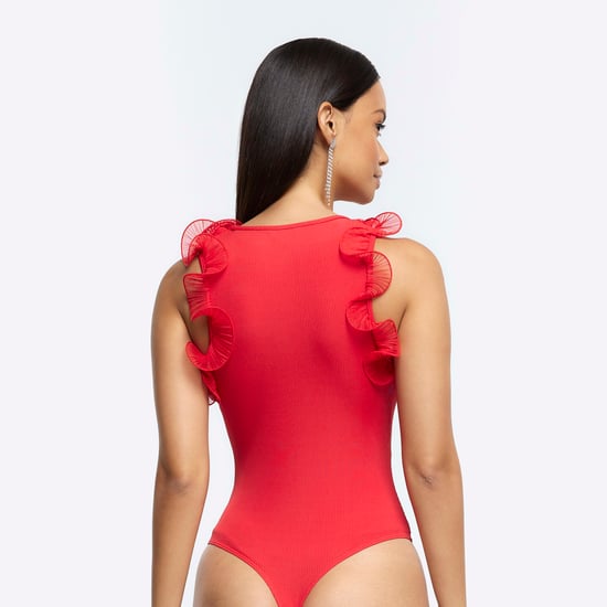 River Island Womens Bodysuit Red Frill