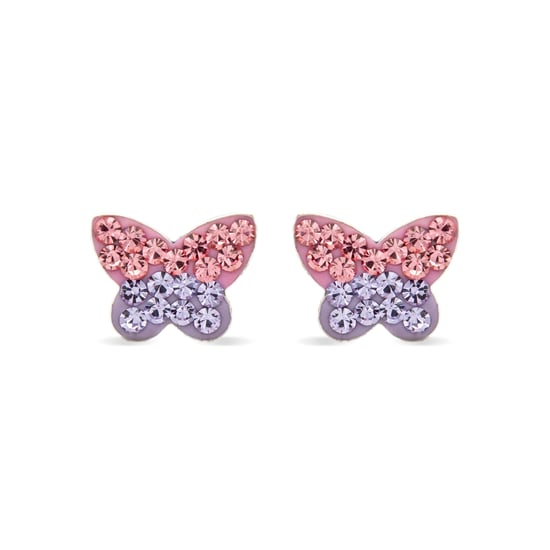 Luxenter Sterling zilveren 925 oorbellen met veelkleurige gerhodineerde zirkonia's - vlinder - Image 1