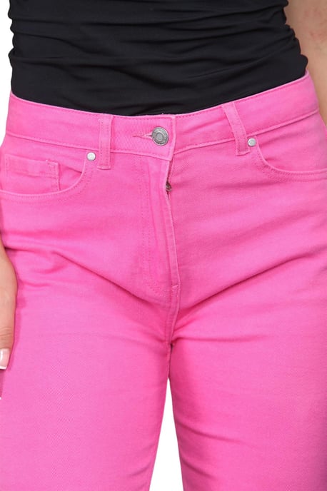 M&Co Dames jeans met hoge taille en taps toelopende rechte pijpen in roze - Image 4