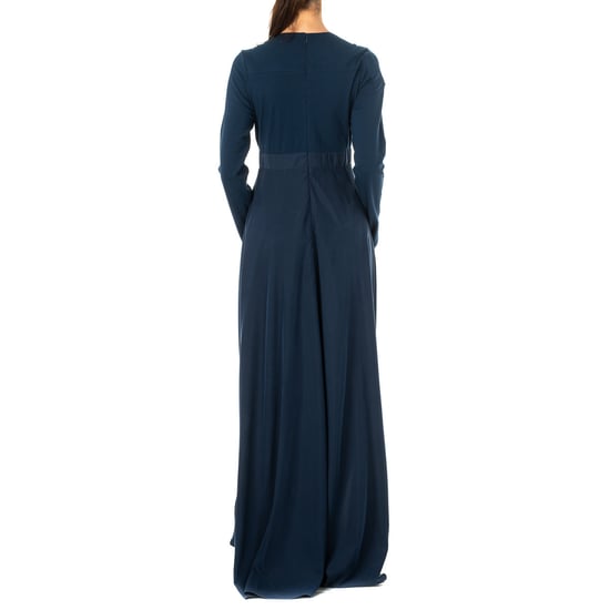 Women's long sleeve V-neck long dress KWD005