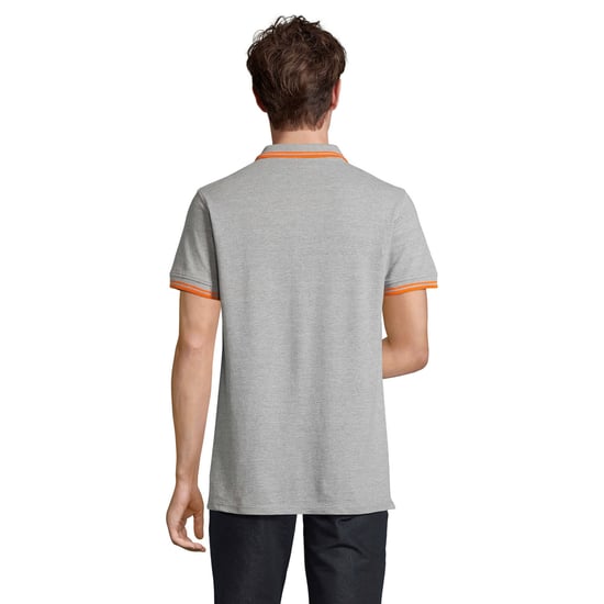SOLS Heren Pasadena Melange Poloshirt (Grijs gemêleerd/oranje) - Image 2