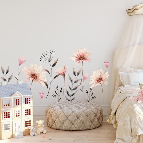 Walplus Delicate Watercolour Flowers Wall Stickers, Kitchen, Bathroom, Living room, Self-adhesive, Decal, Decoration,DIY, flowers