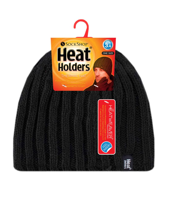 Heat Holders - Heren Geribbelde Gebreide Muts 3.4 Tog - Zwart - Image 2